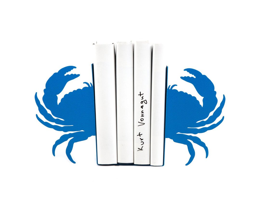 Sea Bookends-Crab light blue-unique, stylish decor book holders // Free shipping - 摆饰 - 其他材质 蓝色