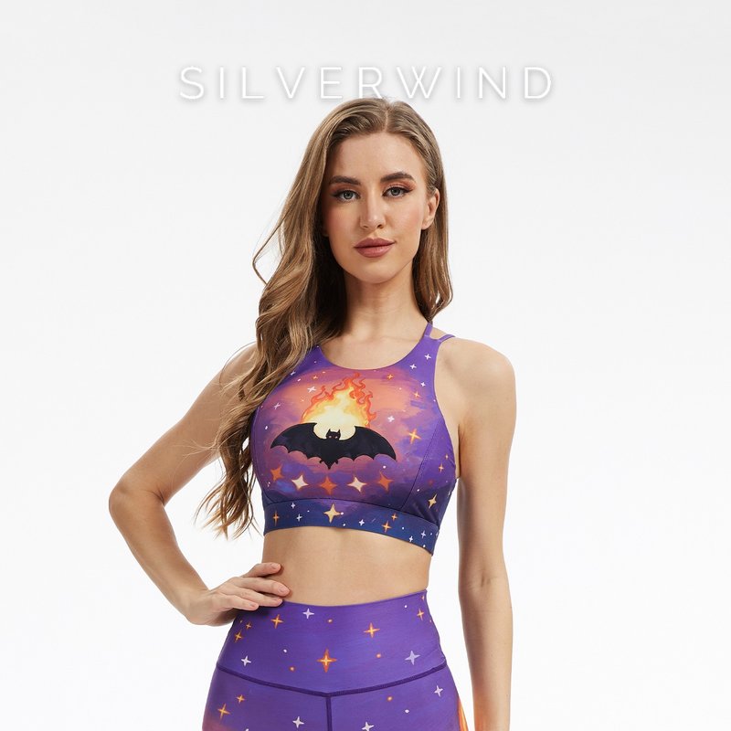 【SILVERWIND】火蝠印花高强紧身裤速干跑步健身瑜伽文胸女 - 女装运动内衣 - 环保材料 多色