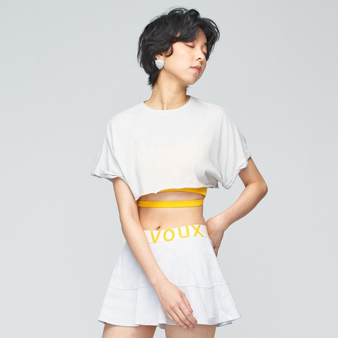 不可退换 /透气卷边罩衫(女)-镜面灰 - 女装 T 恤 - 棉 白色