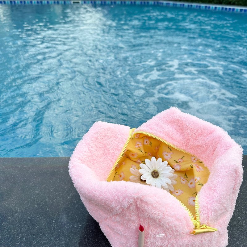 亮眼婴儿粉毛圈布 Pouch - 化妆包/杂物包 - 棉．麻 粉红色