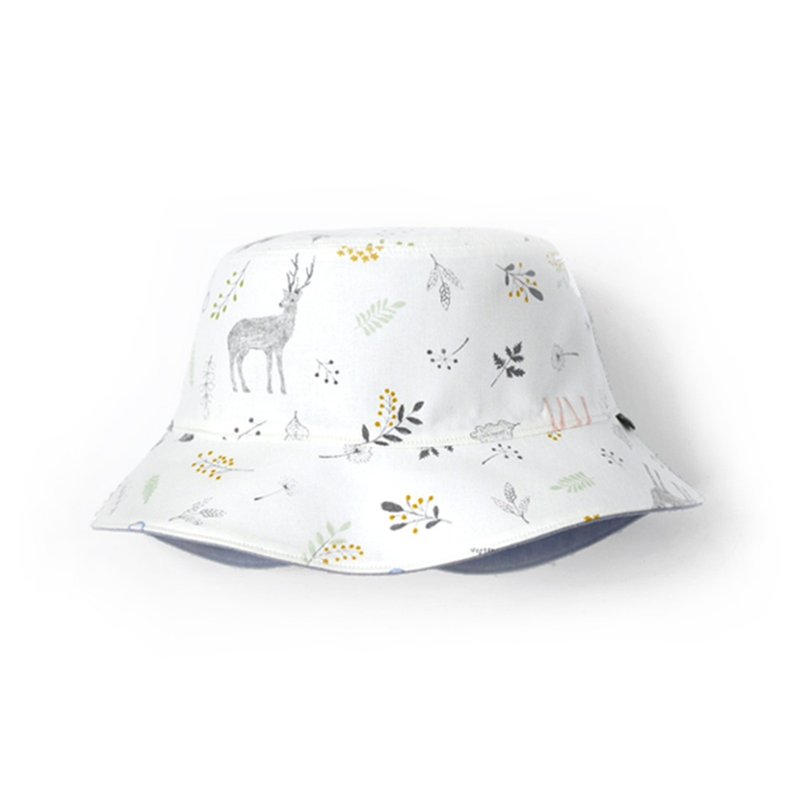 青草小鹿双面渔夫帽 - 帽子 - 棉．麻 白色