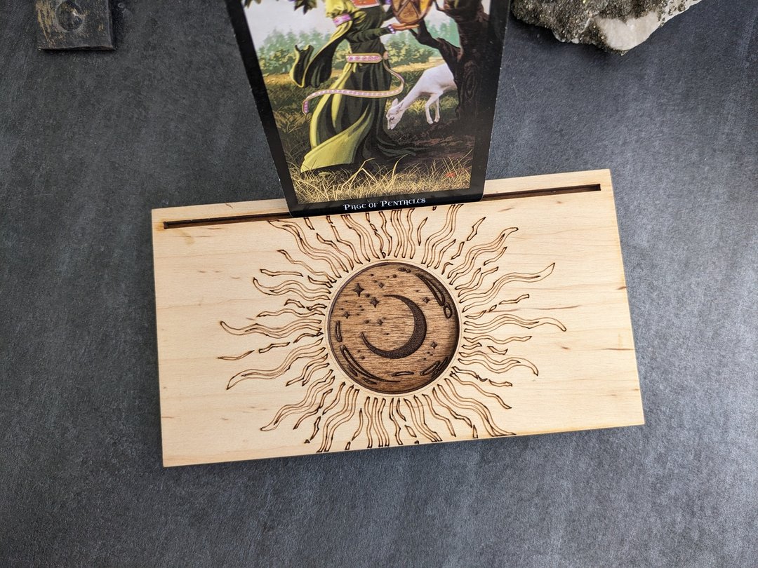 太阳和月亮塔罗牌持有者。塔罗卡座配件，适合日常阅读 - 摆饰 - 木头 咖啡色