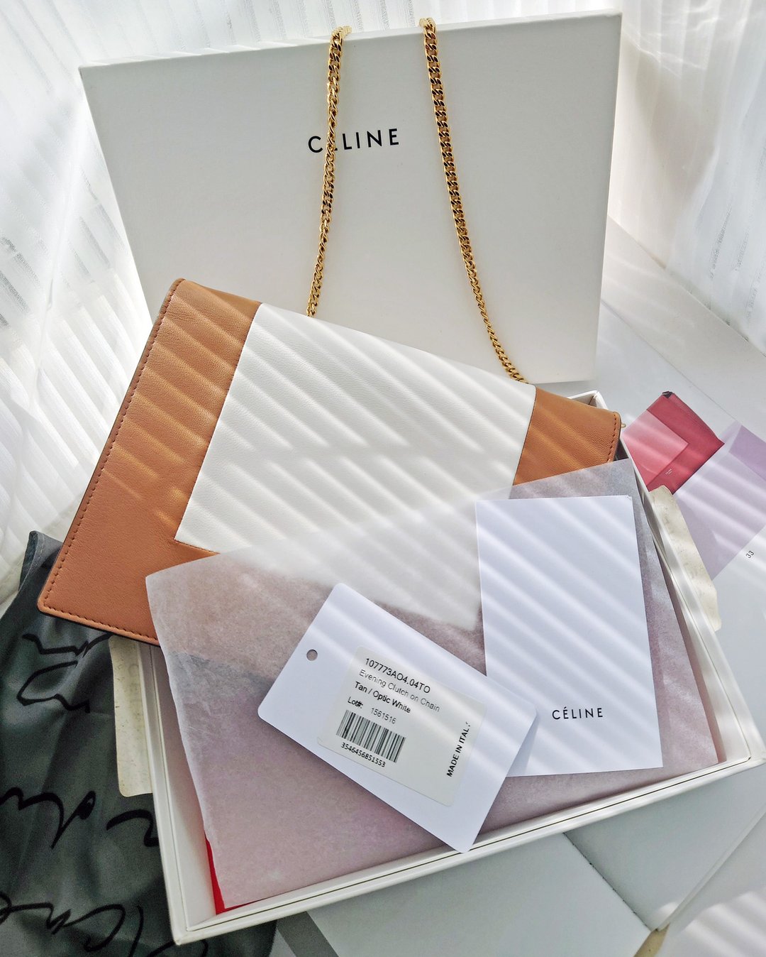 带原装盒标 CÉLINE WOC链条包斜背包单肩包斜孭袋侧背包侧背包 - 侧背包/斜挎包 - 真皮 卡其色