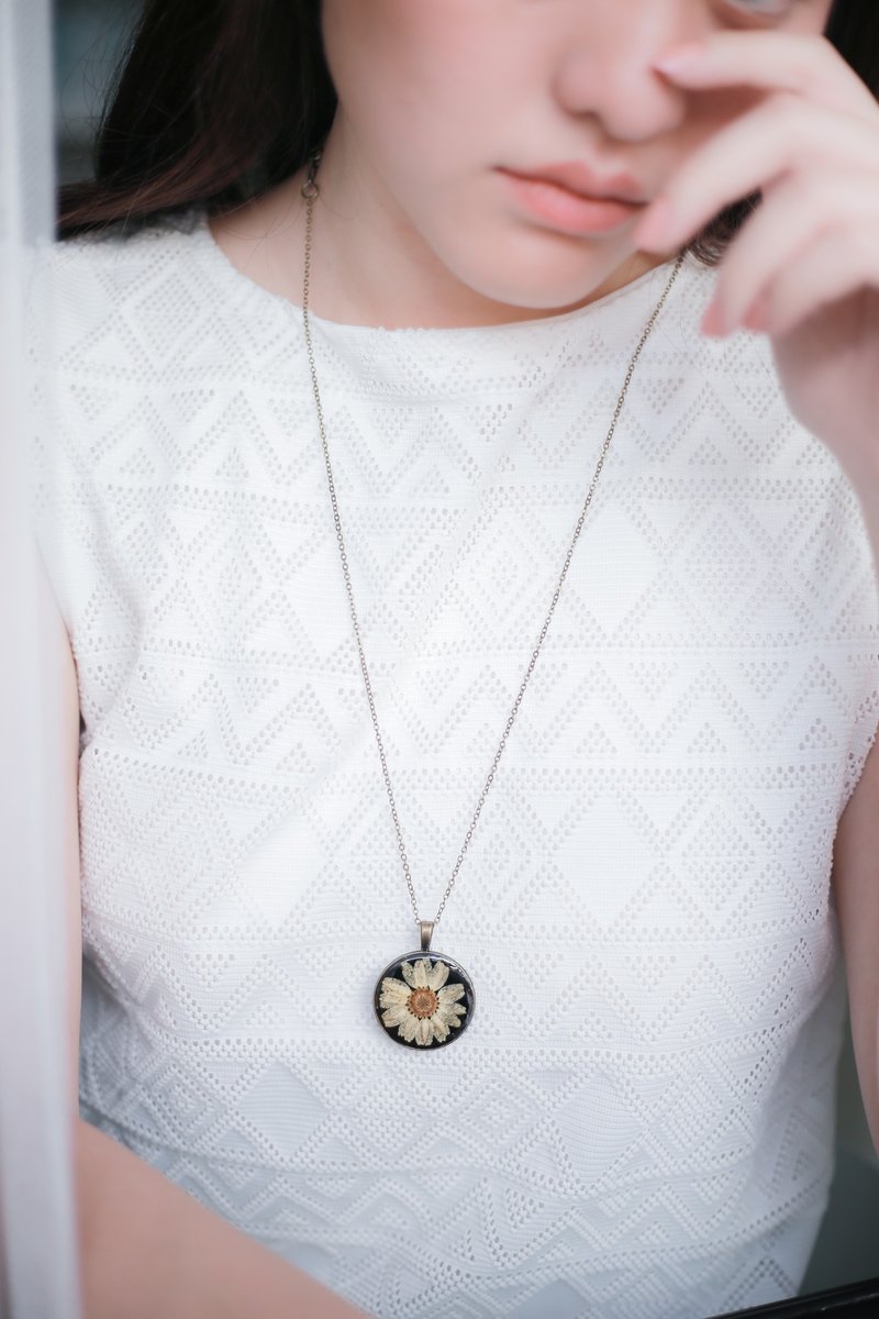 产品名称雏菊 - 项链 - 30 毫米 - 项链 - 植物．花 黄色