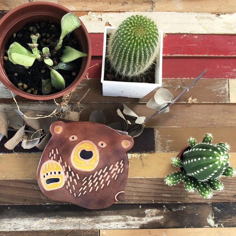 山羊皮零钱包-棕熊-公平贸易 - 储蓄罐 - 真皮 咖啡色