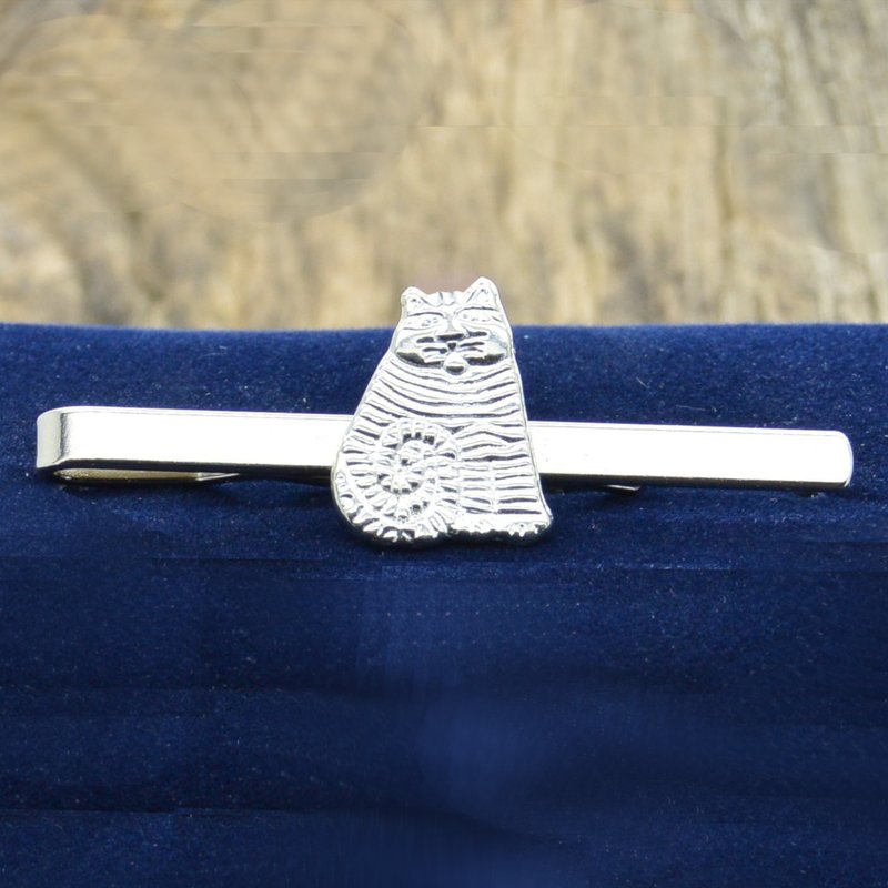 条纹猫 锡铅合金领带夹，手工动物饰品 - 领带/领带夹 - 其他材质 银色