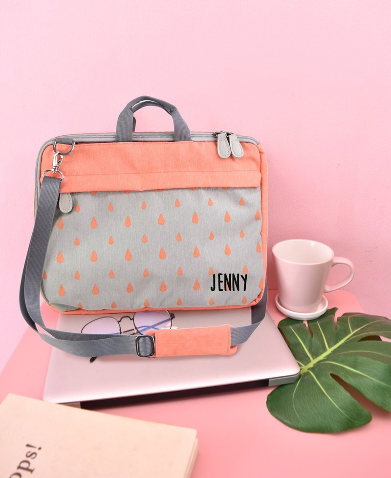 Peach laptop bag 13 inch,14inch,15inch,15.6 customize with name, - 电脑包 - 聚酯纤维 粉红色
