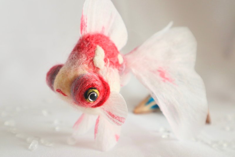 摇曳的金鱼风铃 L - 樱花琉金 - - 玩偶/公仔 - 羊毛 粉红色