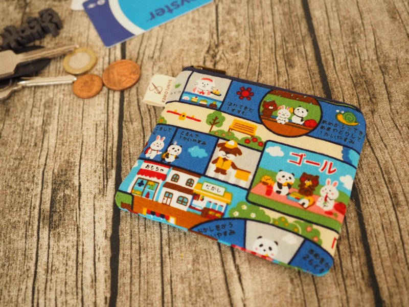 可爱日本卡通 咭片零钱包 小物包 可定制成笔袋 化妆包 - 零钱包 - 棉．麻 蓝色