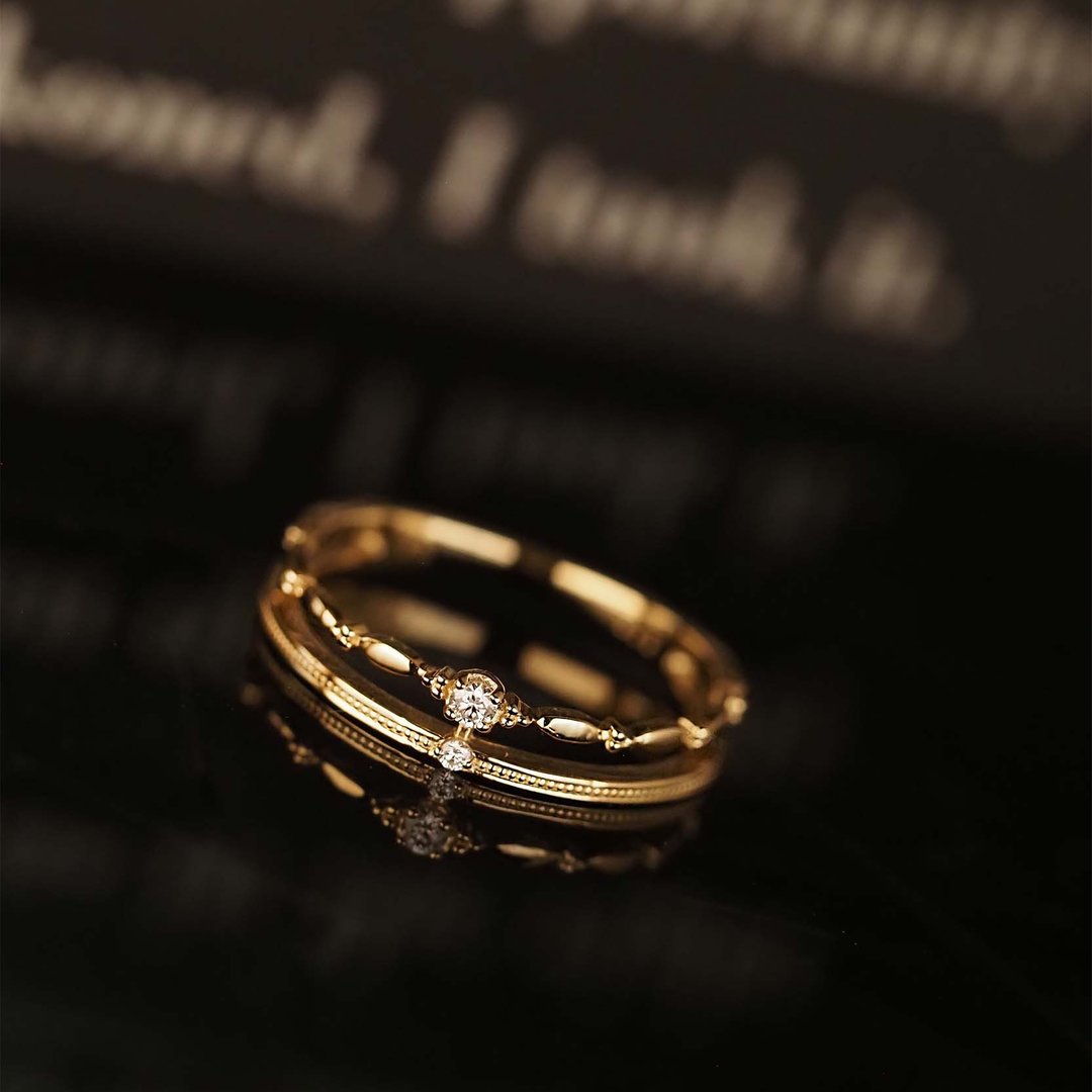 Twin Path Diamond Ring | 双脾钻石戒指 | 日本制 | 18K 黄金 - 戒指 - 贵金属 金色