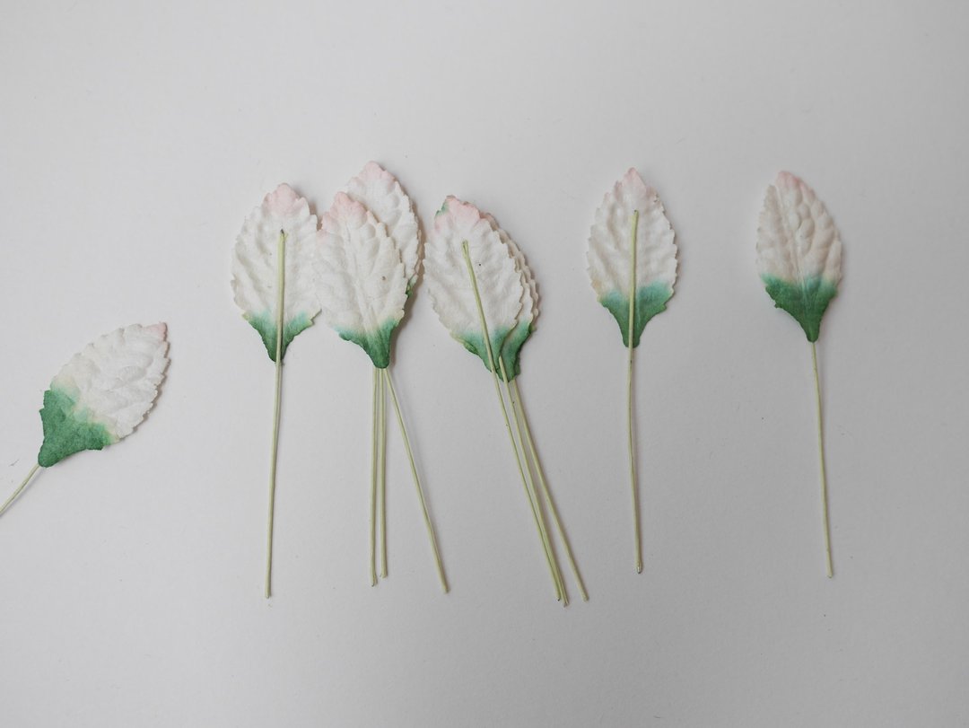 纸花，礼物装饰DIY用品：100片，绿色刷粉红叶子 - 其他 - 纸 绿色