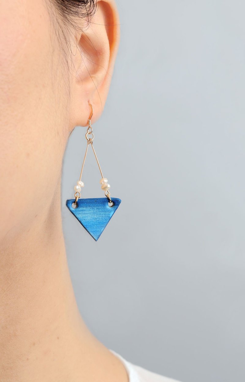 何非OPHIR HE植鞣革头层牛皮手工绘画染时尚百搭耳饰 海洋系列 - 耳环/耳夹 - 真皮 