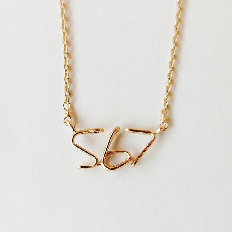 手写风格数字（号码）三位项链【 K10 金 】 - 项链 - 贵金属 金色