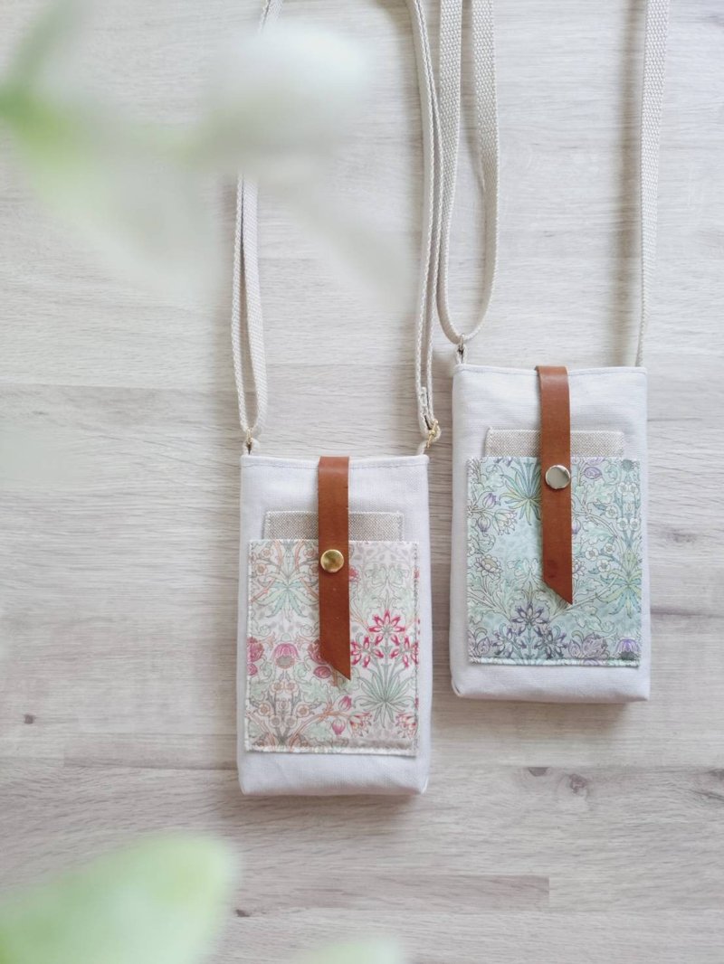 【BPH/一支手机斜背袋】英式古典MORRIS 春的颜色 日本帆布 - 侧背包/斜挎包 - 棉．麻 多色