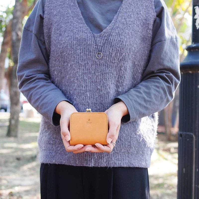 日本典雅质感 女性珠扣牛皮手工短夹 Made in Japan by Folna - 皮夹/钱包 - 真皮 