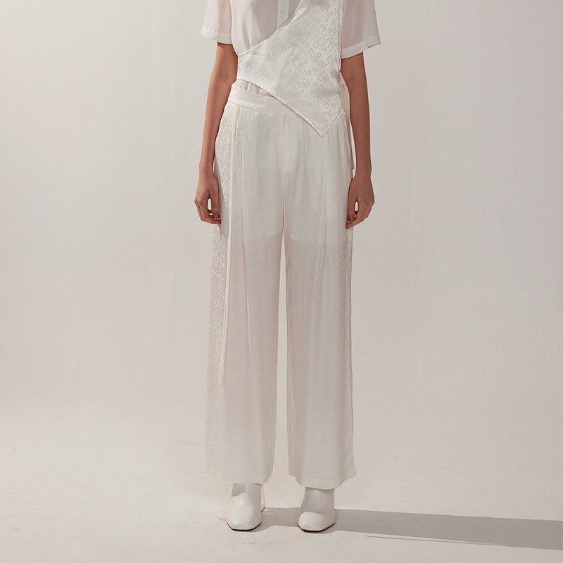 AVVJOY | 花紋緞面飄帶長褲 - 女装长裤 - 其他材质 