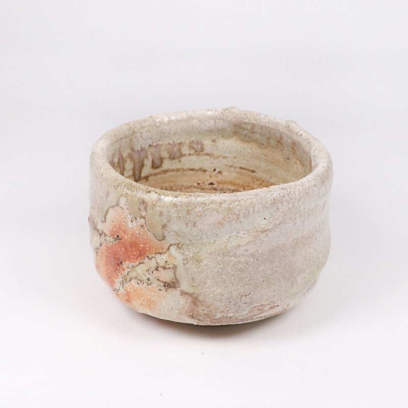 明芽窑 l 柴烧志野釉落灰窑变茶碗 - 茶具/茶杯 - 陶 橘色