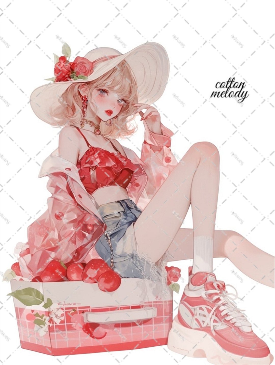 original sticker no.6482 人物贴纸 原创贴纸 人像贴纸 女孩贴纸 原创人物贴纸 - 贴纸 - 纸 