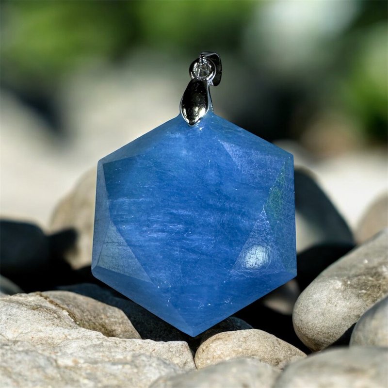 NO.51 海蓝宝石 六芒星 水晶 灵摆 项链 吊坠 Aquamarine 海蓝宝 - 项链 - 半宝石 蓝色