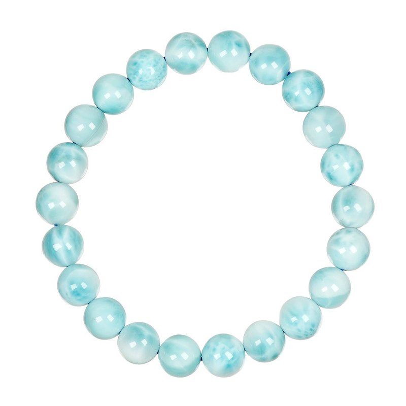 【正佳珠宝】海纹石 拉利玛 顶级冰海蓝 8.4-8.8mm 海纹石手珠 - 手链/手环 - 半宝石 多色