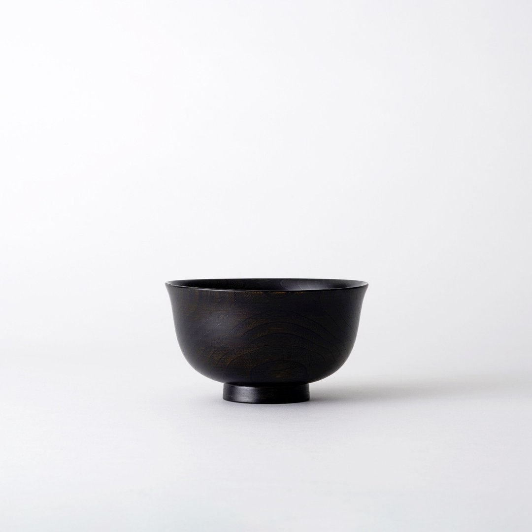 丰盛大汁椀 天然木漆器 汤碗 500ml - 碗 - 木头 黑色