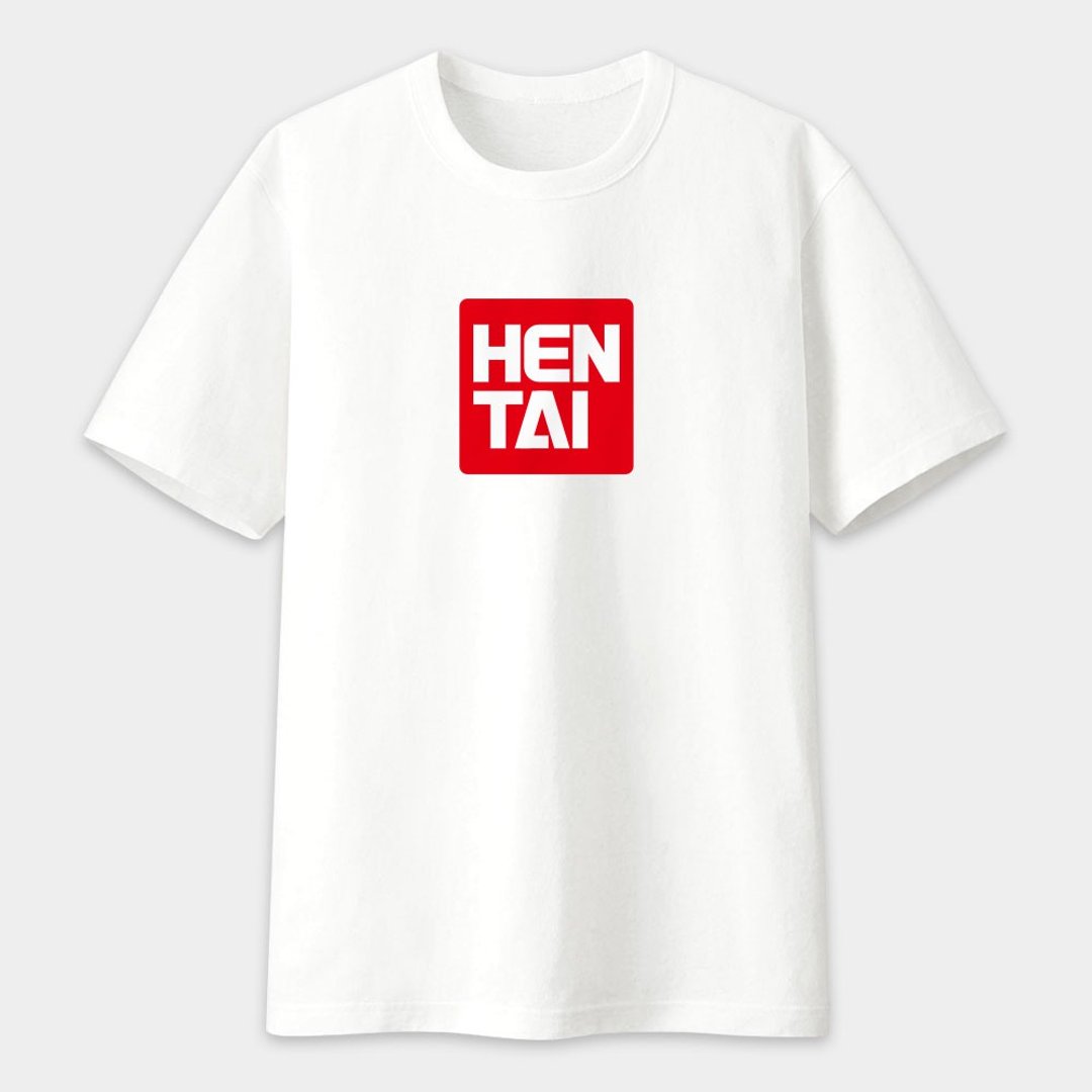 Hentai 文字 中性短袖T恤 023 - 男装上衣/T 恤 - 棉 白色