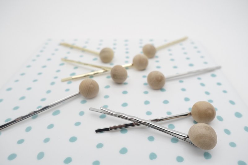 简约清新原木发夹 (金/银) (一个) - 发饰 - 木头 咖啡色