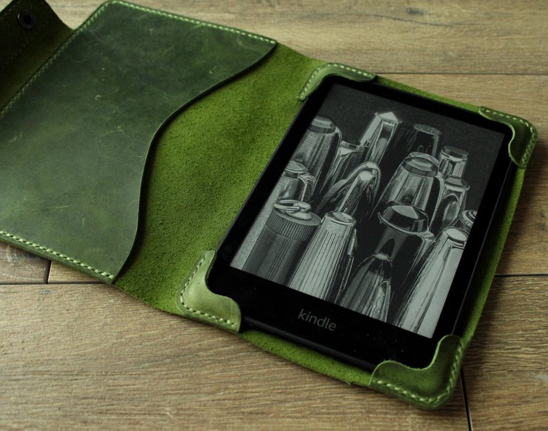 Kindle Paperwhite 12 2024 皮革保护套 深蓝色海军蓝色 Kindle 保护套 电子阅读器保护套 - 平板/电脑保护壳 - 真皮 绿色