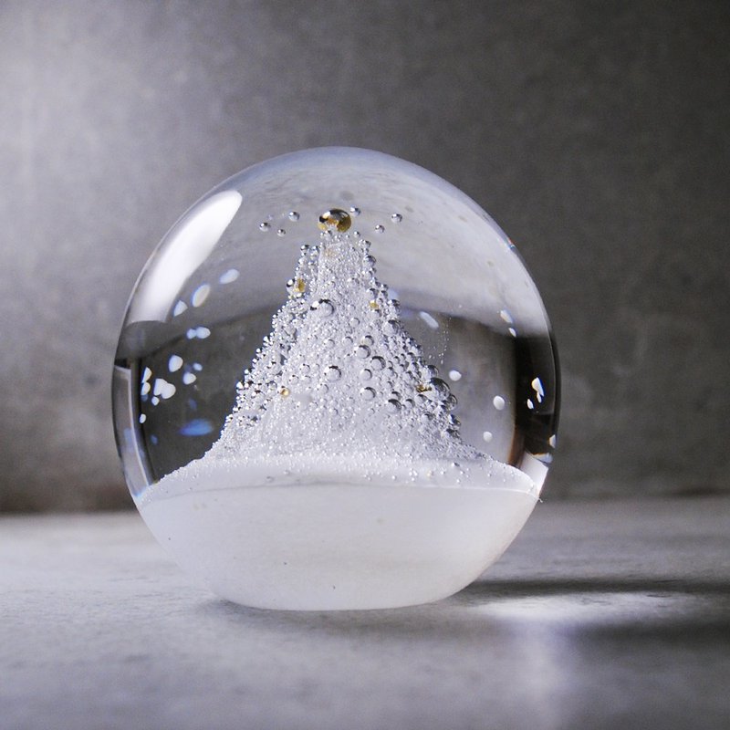 圣诞礼物【雪花水晶球】8cm 圣诞树雪景水晶球 Xmas ホワイトクリスマス - 摆饰 - 玻璃 白色