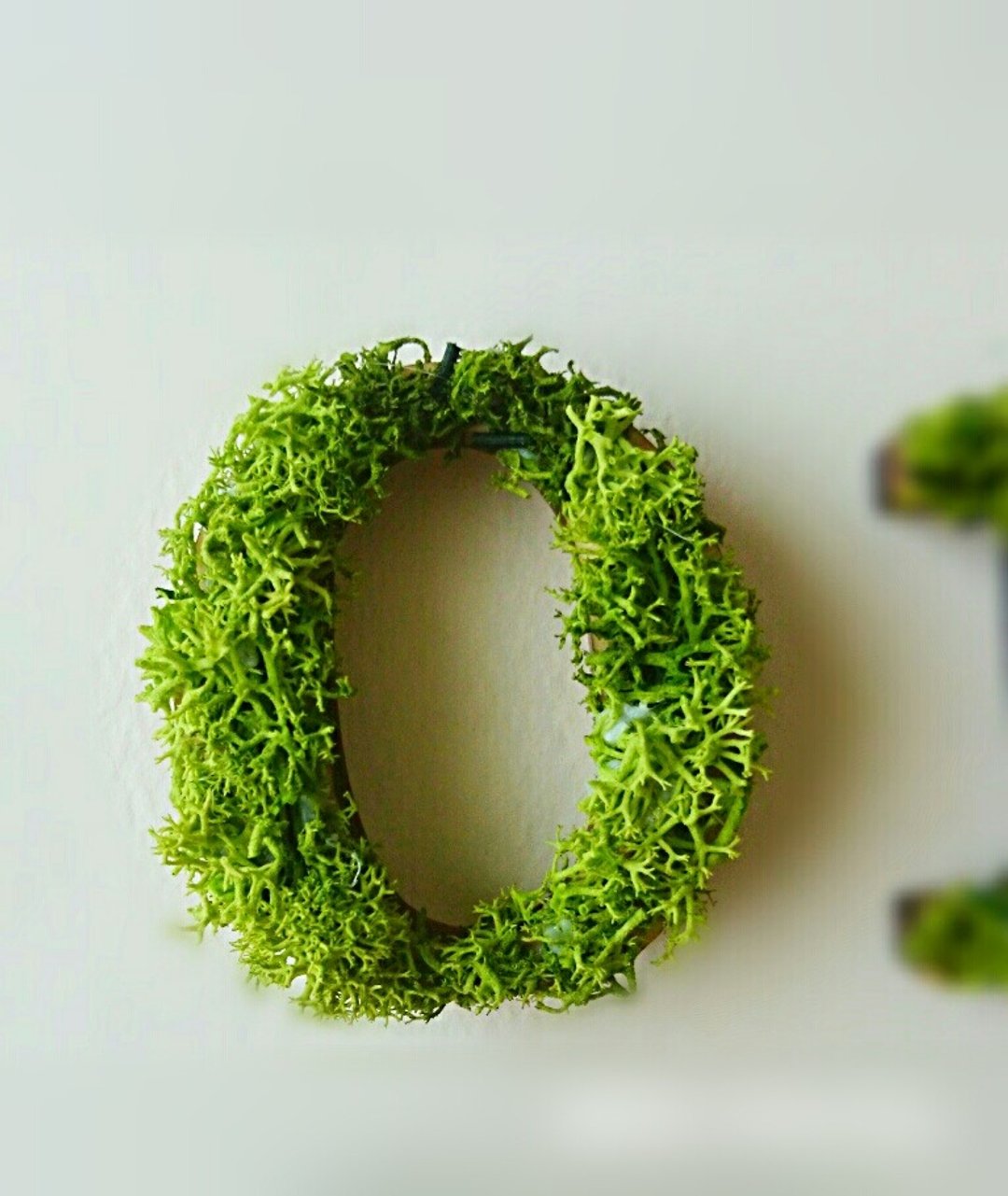 Wooden number object (moss) 5 cm /０x 1 piece - 摆饰 - 木头 绿色