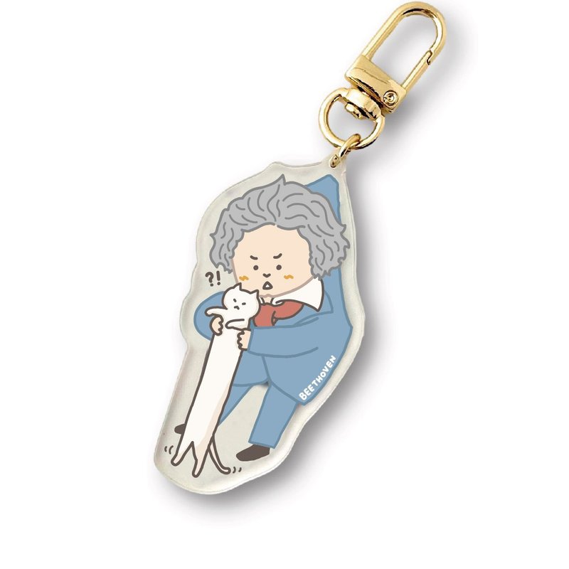 【贝多芬】压克力吊饰| 古典音乐 | Music Gift - 钥匙链/钥匙包 - 压克力 白色