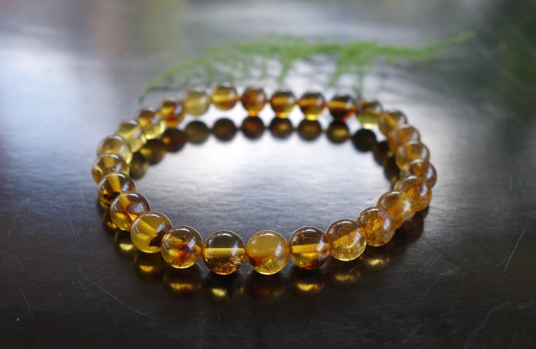 Baltic Amber 天然琥珀 波罗的海 金珀 7mm手链 非二代 (附证书) - 手链/手环 - 半宝石 黄色