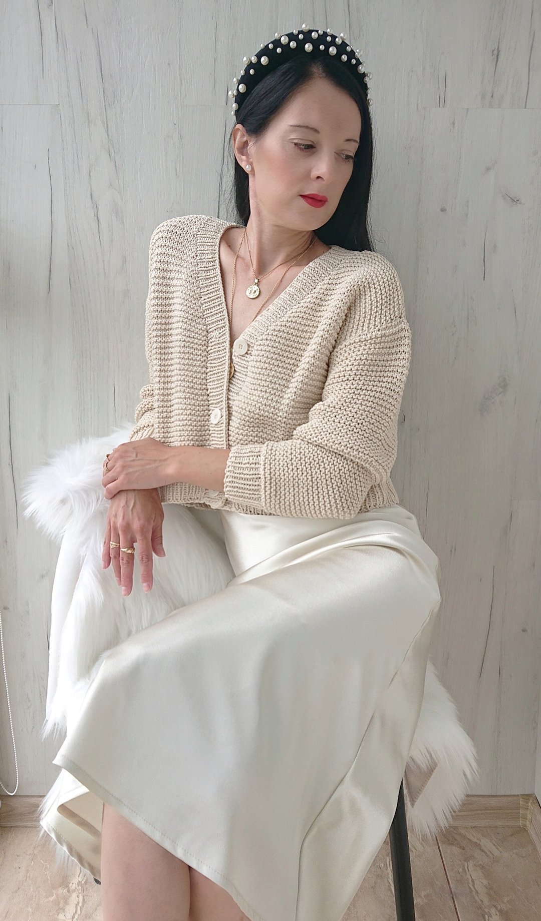 Long sleeve cropped sweater V neck knit cardigan Hand knit jacket Women's blouse - 女装针织衫/毛衣 - 棉 