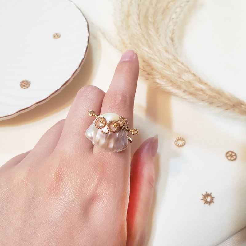 Baroque 原创设计巴洛克珍珠机械人蒸汽庞克戒指 - 戒指 - 珍珠 白色