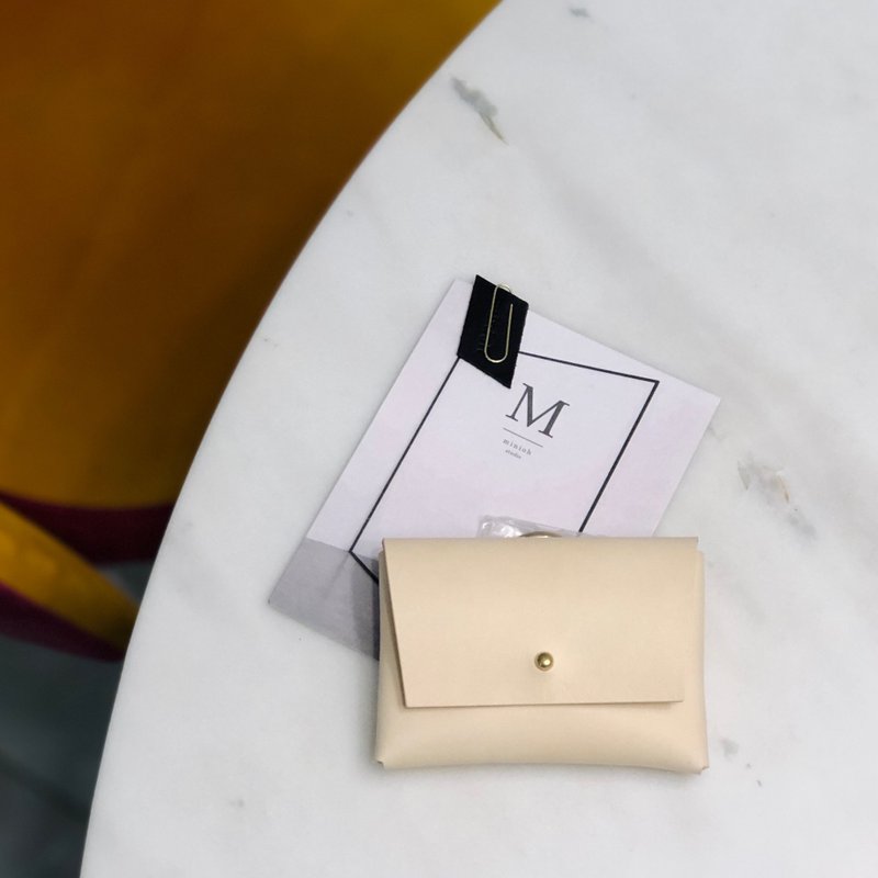 极致手感轻小无限卡片包、钥匙包、零钱包－奶油色 - 名片夹/名片盒 - 真皮 卡其色