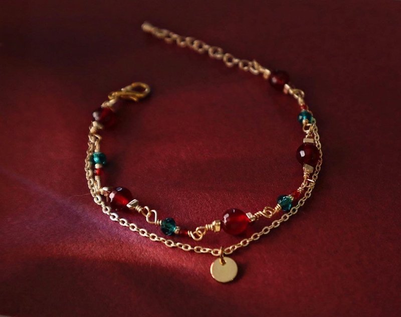 生日石系列 II|七月|红宝石| 提升个人气场|增加影响力及说服力 - 手链/手环 - 半宝石 红色