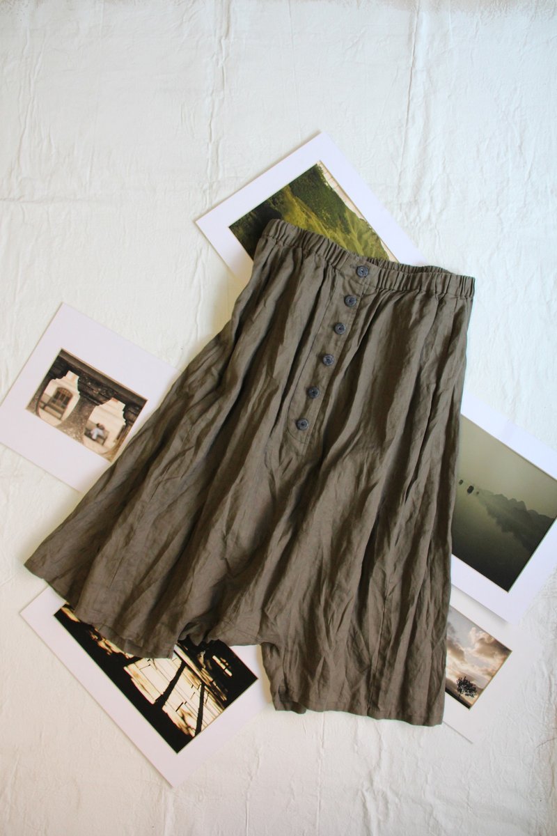 And – 苏菲亚的选择 – 低档松紧前开襟宽裤 - 女装长裤 - 棉．麻 蓝色