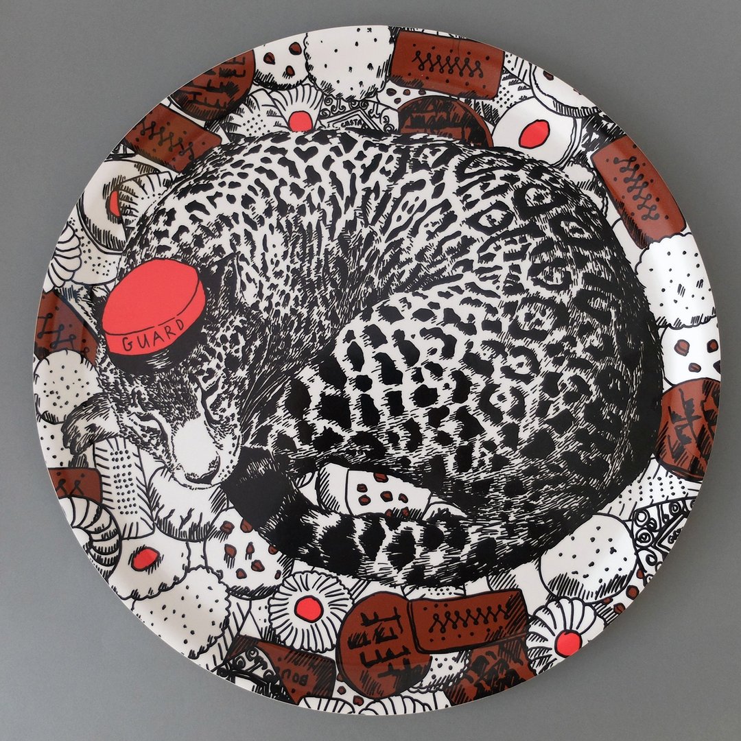 BISCUIT GUARD JAGUAR 限量手绘托盘 | Jimbobart - 托盘/砧板 - 木头 黑色