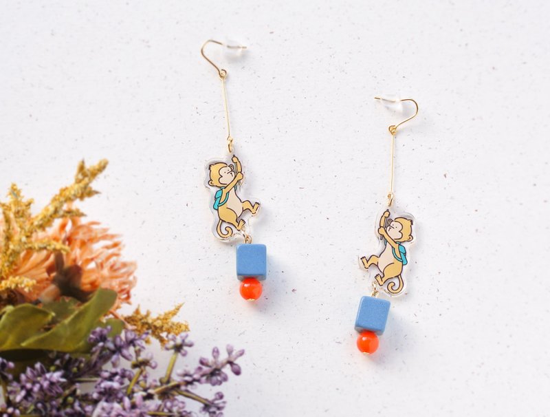 The Climber / Monkey - 耳环/耳夹 - 压克力 多色