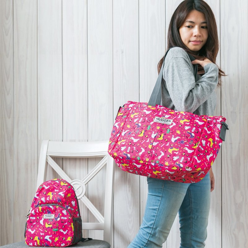 HUGGER 欢乐鸟 妈妈包/可与儿童包亲子搭配 童趣缤纷涂鸦 - 妈妈包 - 尼龙 粉红色
