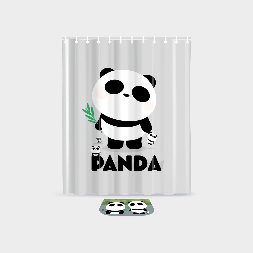 浴帘 - 熊猫图案 - 其他家具 - 尼龙 白色