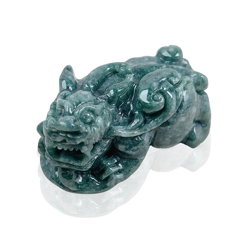 【招财神兽】花青翡翠貔貅摆饰摆件 | 天然缅甸玉翡翠A货 | 送礼 - 摆饰 - 玉石 绿色
