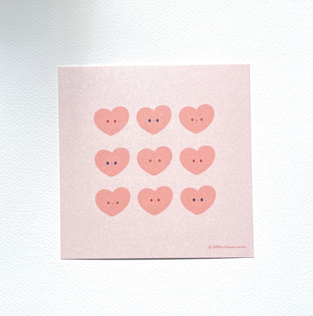 正方形明信片【Valentine】 - 卡片/明信片 - 纸 粉红色