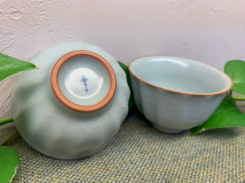 台湾汝窑大师林德丰 - 汝窑葵花对杯(现货+预购) - 茶具/茶杯 - 陶 蓝色