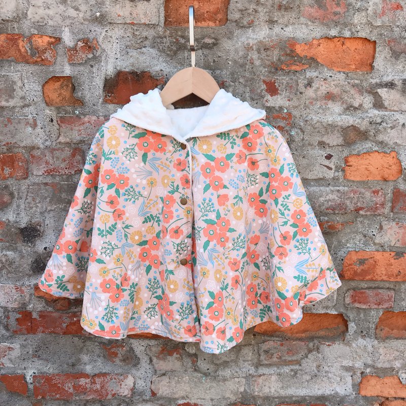 嫩橘小花 披风 斗篷 小孩外套 - 童装外套 - 棉．麻 多色