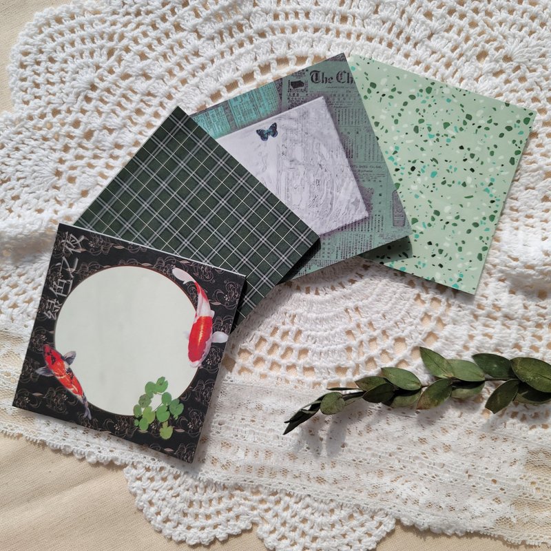 Green Night Memopad 녹색의밤 4종 떡메모지 - 便条纸/标签贴 - 纸 绿色