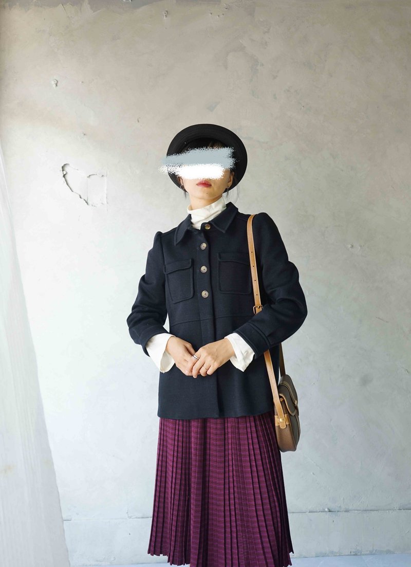 寻宝古着-MARC JACOBS水手深蓝毛料双口袋针织毛料衬衫外套 - 女装休闲/机能外套 - 羊毛 蓝色