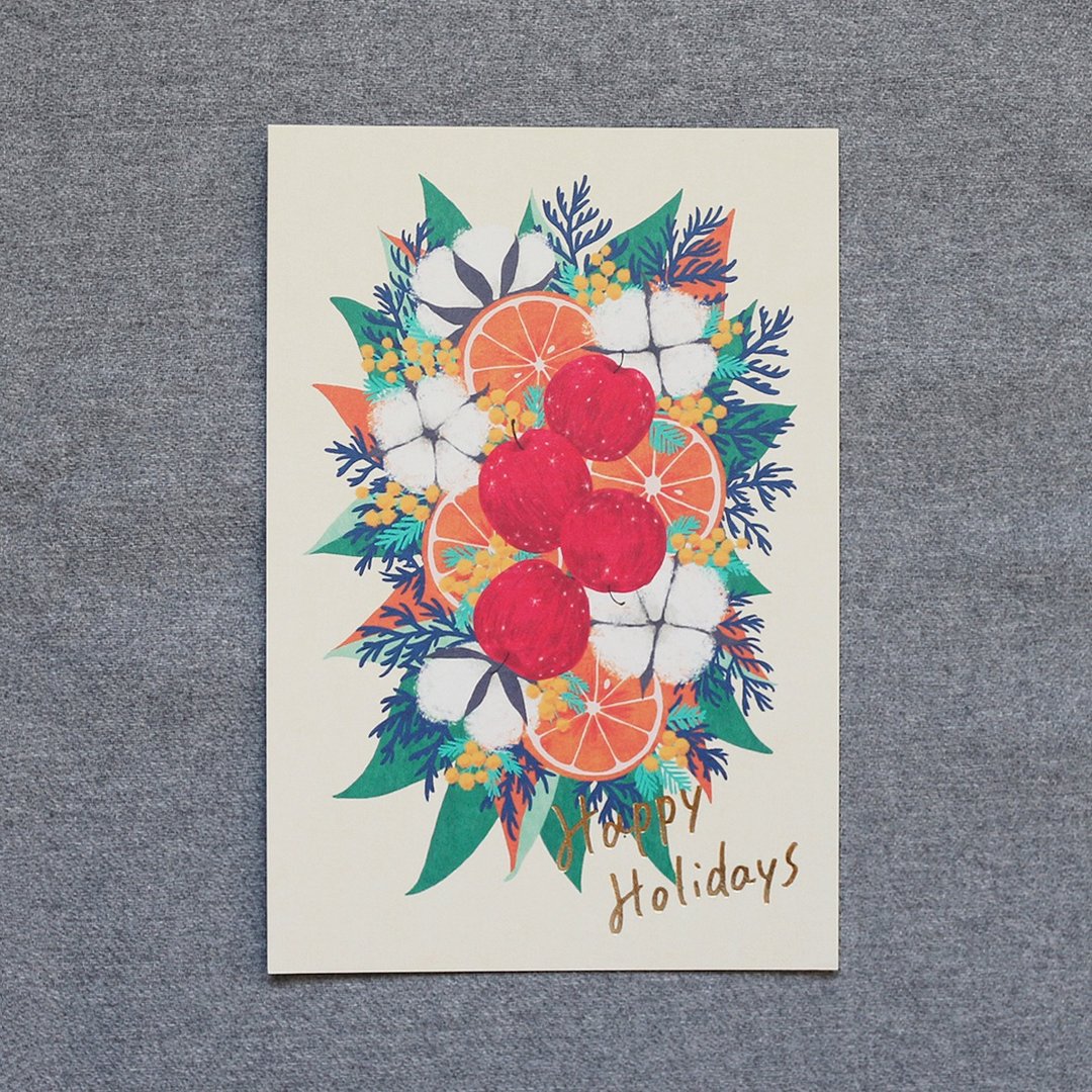 Happy Holiday Post Card / Beige - 卡片/明信片 - 纸 橘色