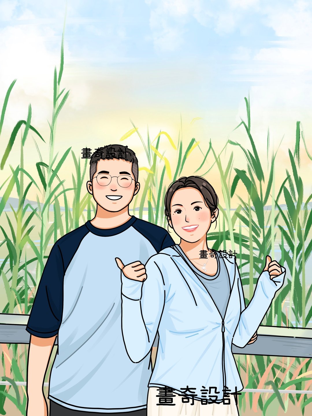 似颜绘 定制化 人像画 全家福 情侣 Q版人像 手绘 生日礼物 插画 - 电子手绘真人画像/绘画/插画 - 其他材质 