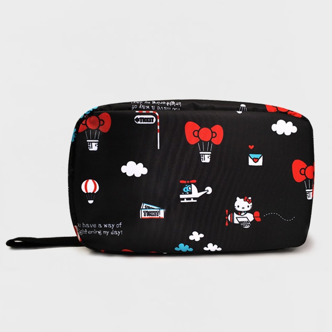 murmur 旅行收纳三折盥洗包 - Hello Kitty 热气球 - 防晒 - 聚酯纤维 黑色